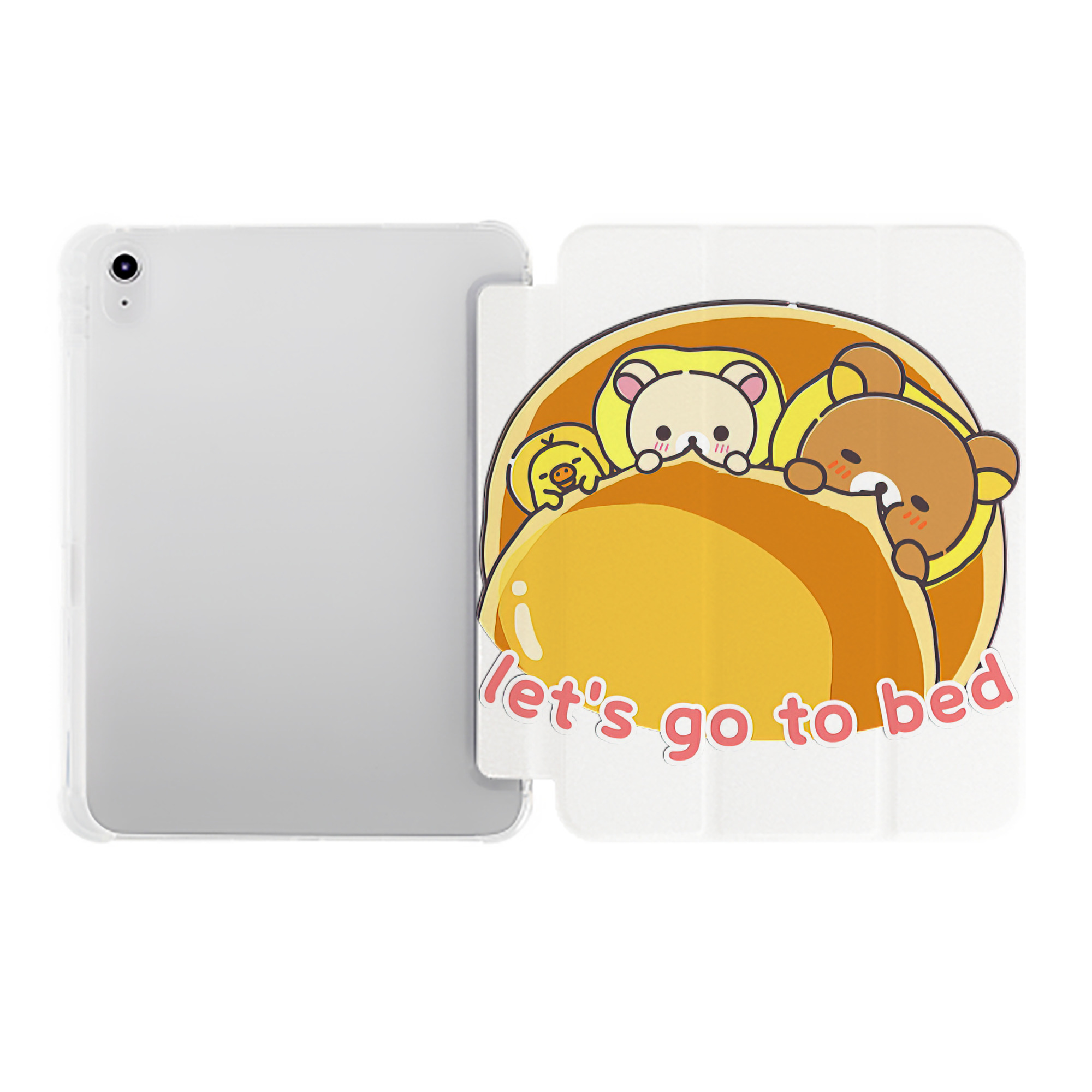（画像用） リラックマ リラックマ キイロイトリ Rilakkuma Korilakkuma Kiiroitori IPad ケース ペン収納付き 三つ折りスタンド PUレザー×シリコン 対応機種9.5/10.5/10.9インチ